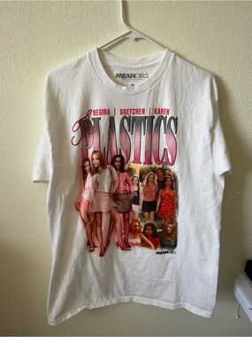 Mean Girls 'Plastics' Graphic Tee - White with Pink Print